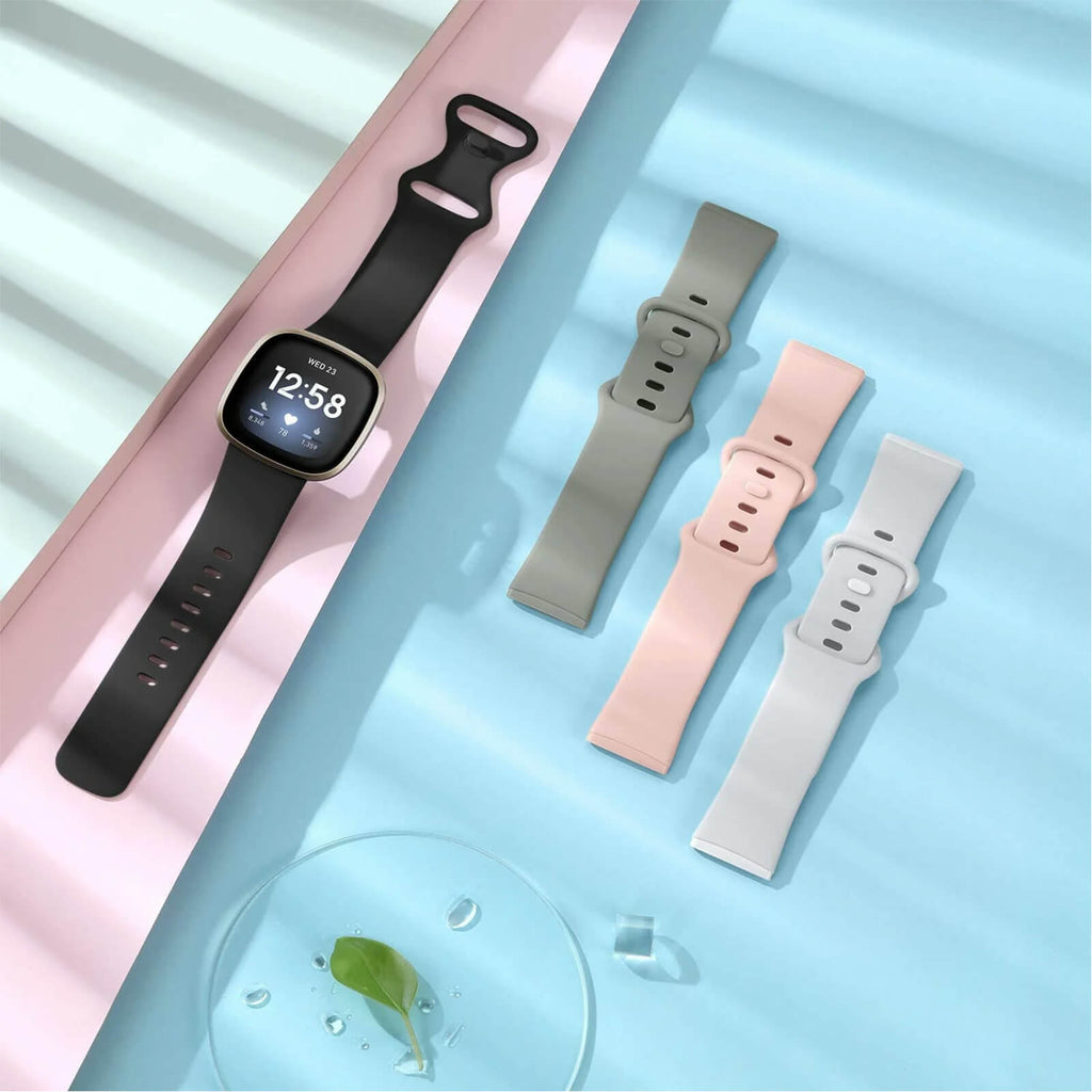 GEAK 4 Pack Silicone Sport Bands Compatible with Fitbit Versa 3/Versa 4/Sense/Sense 2 Bands for Women Men