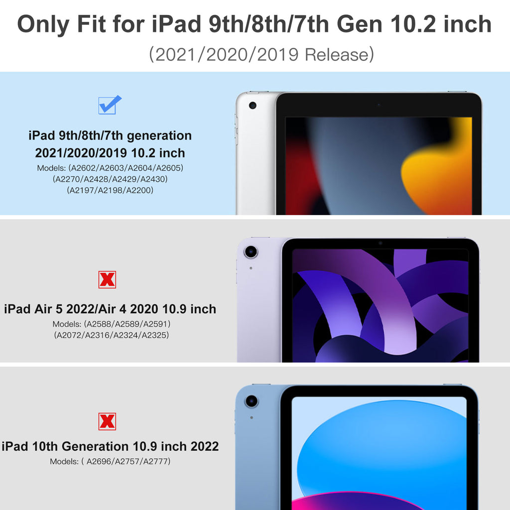 GEAK Compatible with Apple iPad 9th/8th/7th Generation 10.2 inch Case Cover with Screen Protector