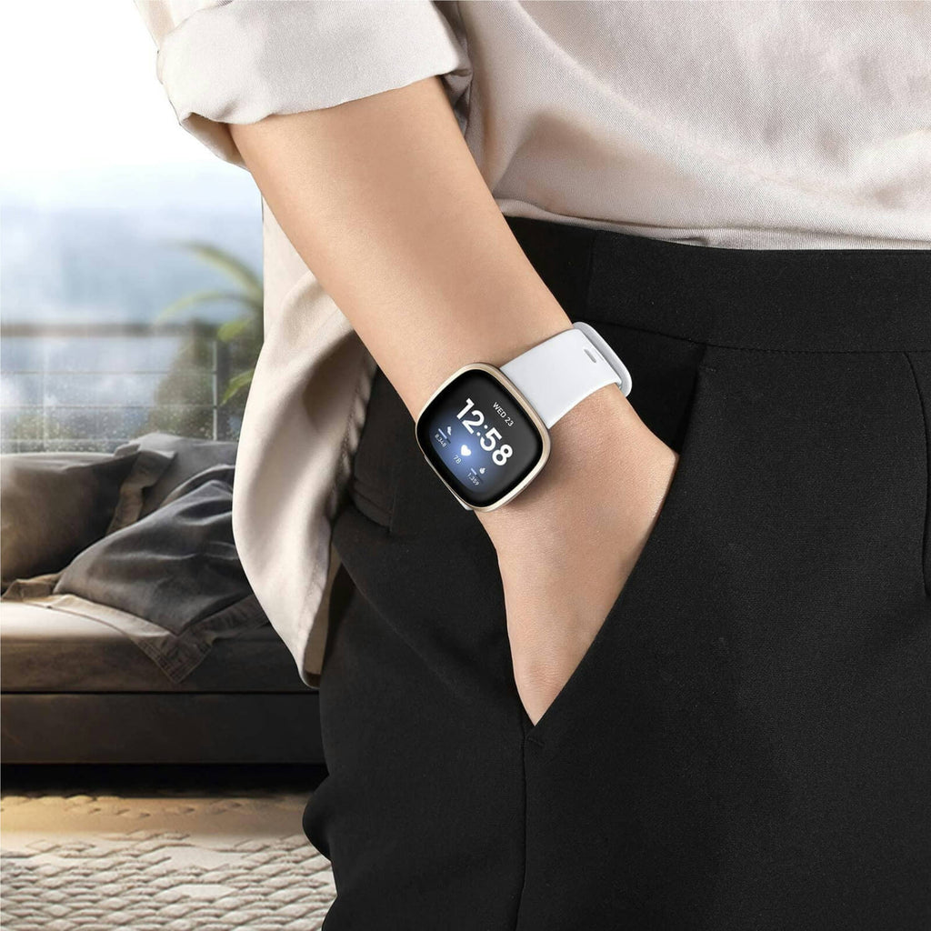 GEAK 4 Pack Silicone Sport Bands Compatible with Fitbit Versa 3/Versa 4/Sense/Sense 2 Bands for Women Men