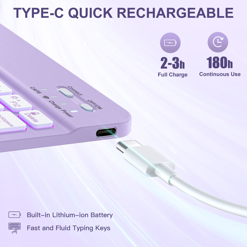 GEAK Compatible With iPad Air 11 inch (M2/M3) /Air 5th/ Air 4th Generation Case with Keyboard, Detachble Magnetic Fits For iPad Air Keyboard with Case, Purple