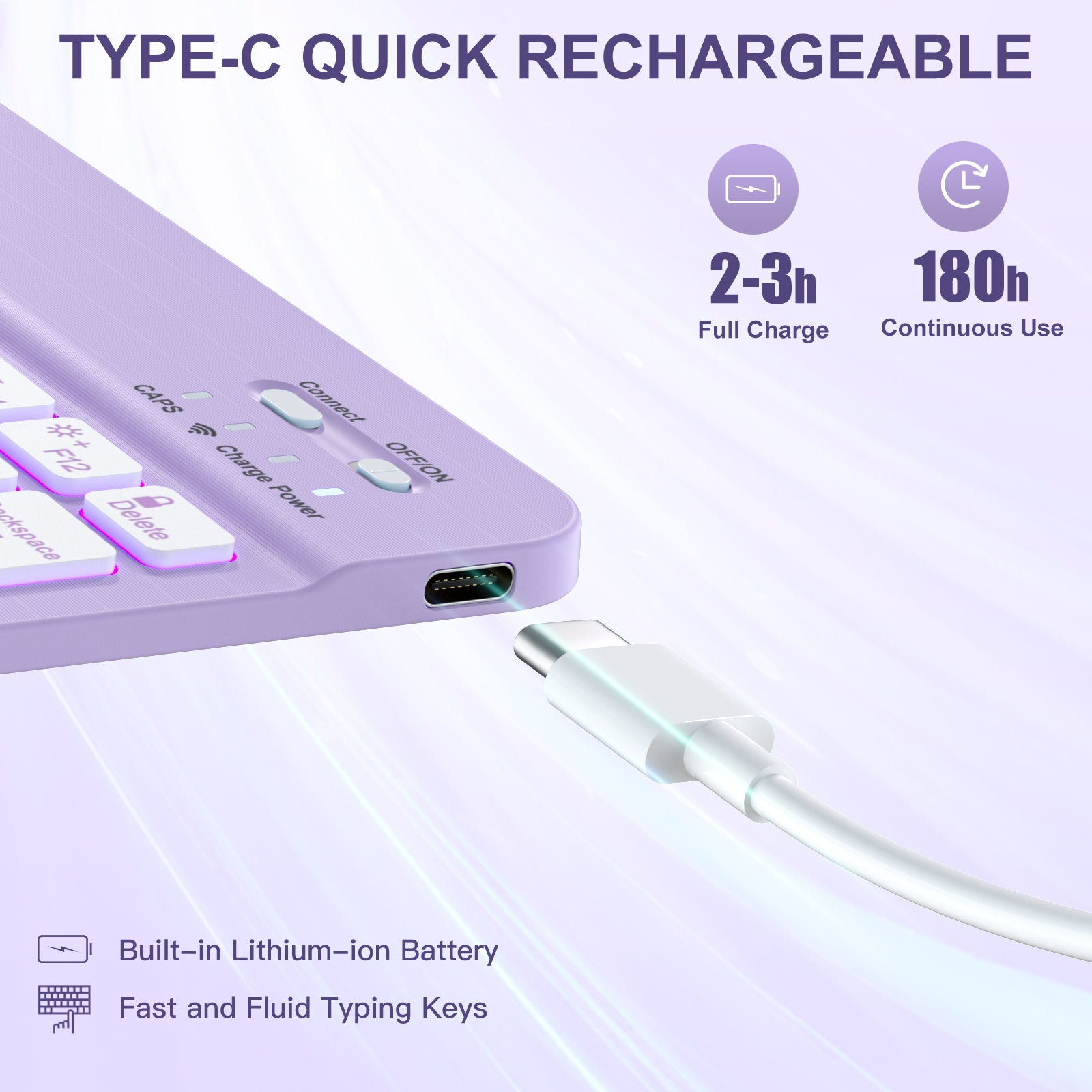 GEAK Compatible With iPad Air 11 inch (M2/M3) /Air 5th/ Air 4th Generation Case with Keyboard, Detachble Magnetic Fits For iPad Air Keyboard with Case, Purple
