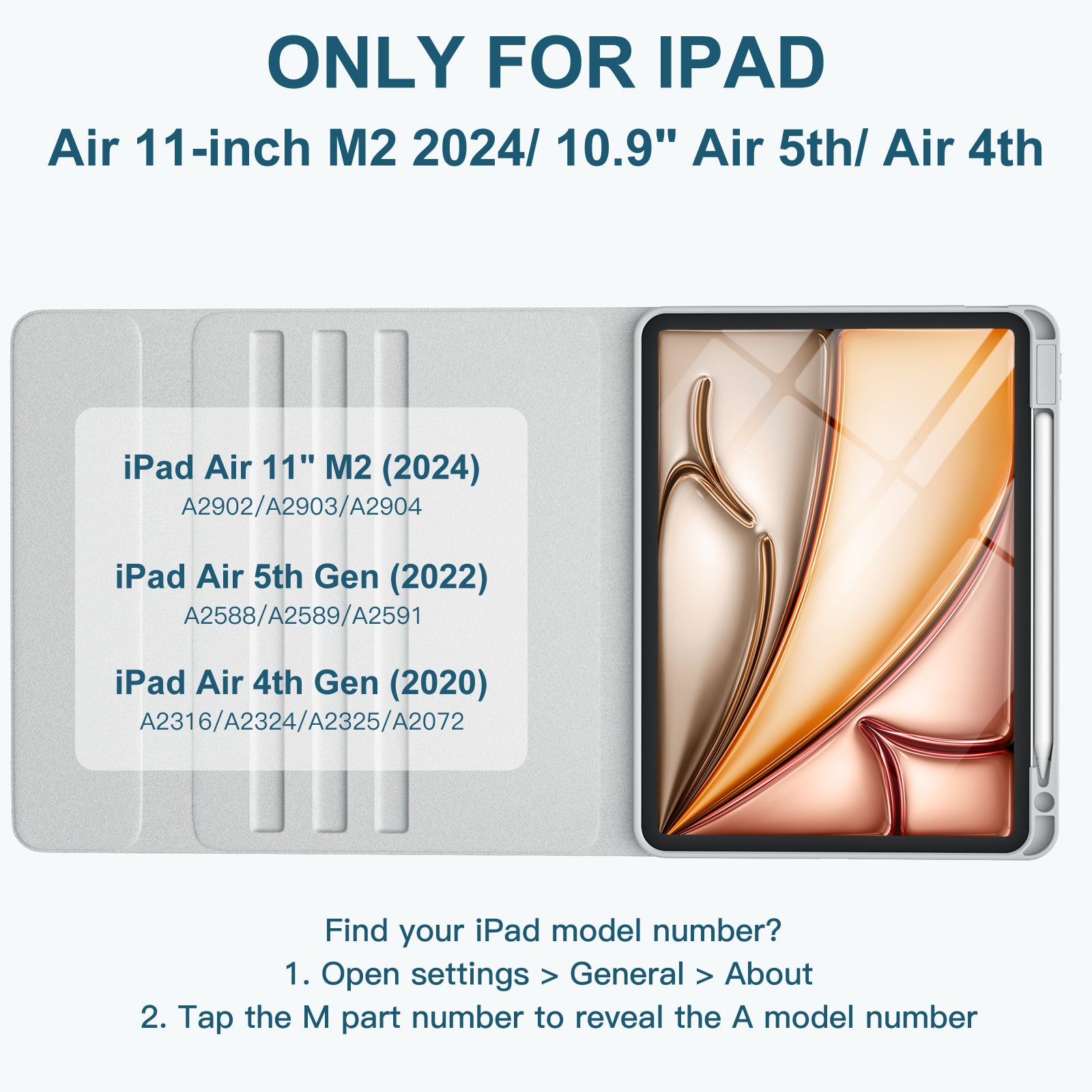 GEAK Compatible With iPad Air 11 inch (M4/M3/M2) /Air 5th/ Air 4th Generation Case with Keyboard, Detachble Magnetic Fits For iPad Air Keyboard with Case