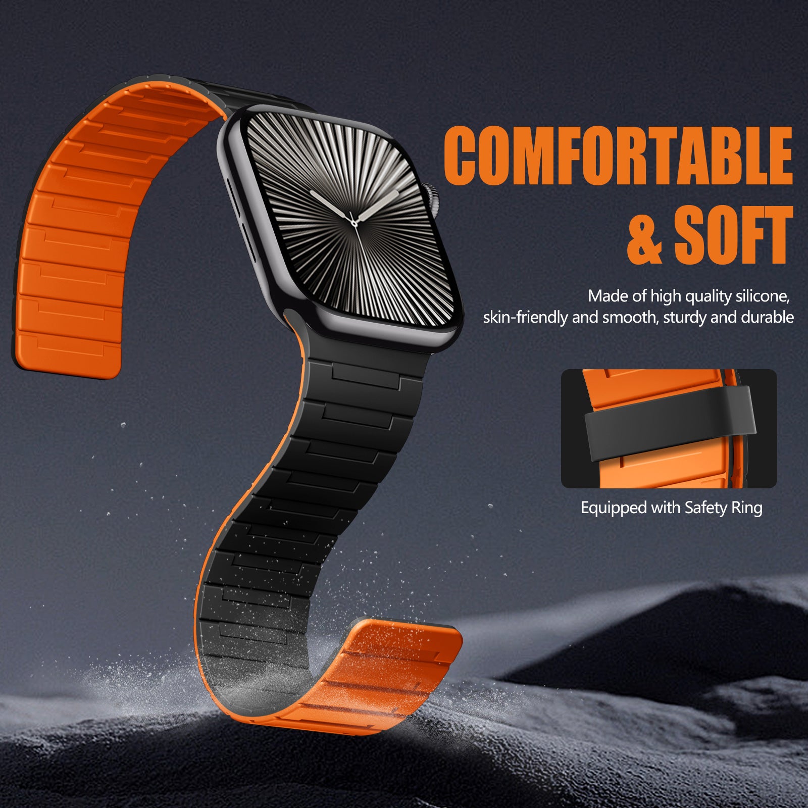 GEAK Compatible with Apple Watch Bands for Men 44mm 42mm 46mm 49mm 45mm 40mm 41mm 38mm Magnetic Silicone Sport Band for iWatch Ultra 3 Ultra 2 SE Series 11 10 9 8 7 6 5 4 3 2 1