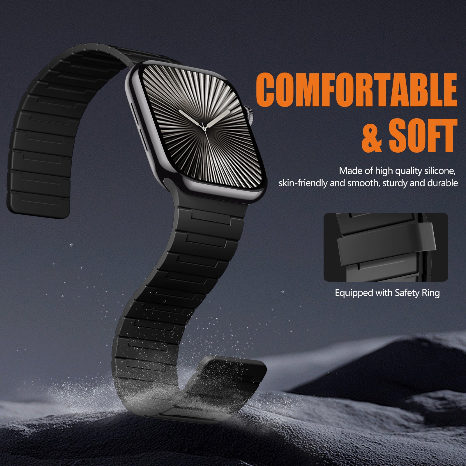 GEAK Compatible with Apple Watch Bands for Men 44mm 42mm 46mm 49mm 45mm 40mm 41mm 38mm Magnetic Silicone Sport Band for iWatch Ultra 3 Ultra 2 SE Series 11 10 9 8 7 6 5 4 3 2 1