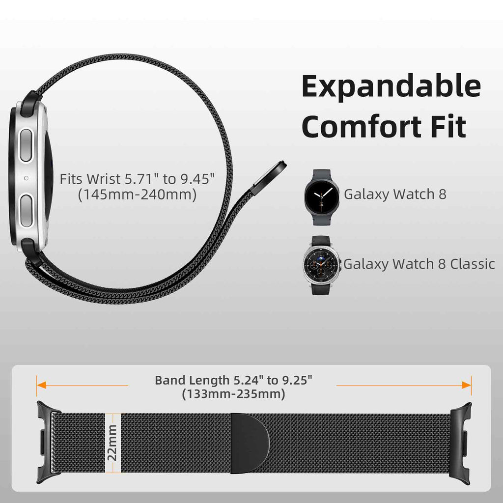 GEAK Compatible with Samsung Galaxy Watch 8/8 Classic Bands 40mm 44mm 46mm for Women Men Magnetic Stainless Steel Metal Band