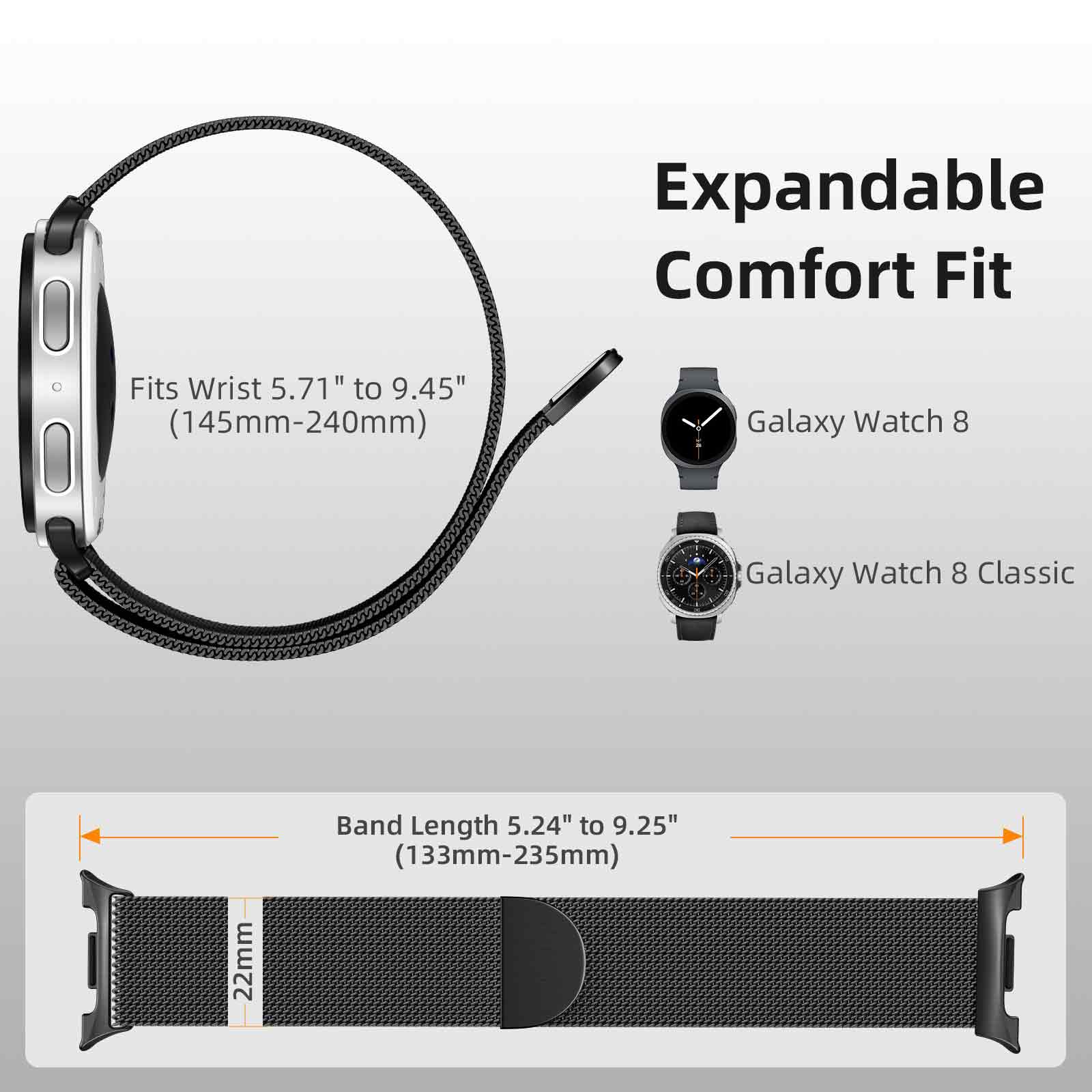 GEAK Compatible with Samsung Galaxy Watch 8 Bands/8 Classic Band for Women Men Magnetic Metal Band