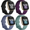 GEAK 4 Pack Silicone Sport Bands Compatible with Fitbit Versa 3/Versa 4/Sense/Sense 2 Bands for Women Men