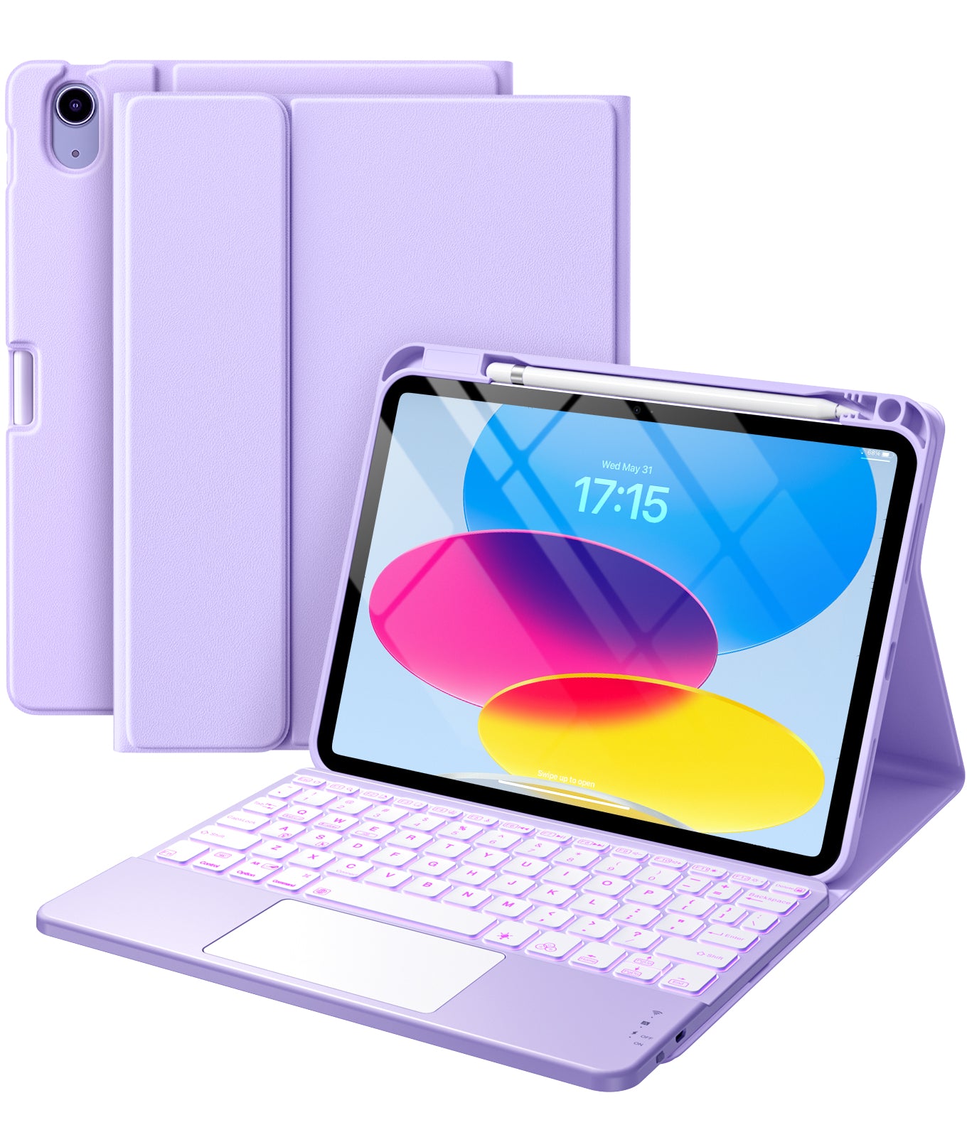 GEAK Compatible with Apple iPad A16 11th 10th Generation Case with Keyboard 7 Color Backlight Detachable Keyboard Case Cover with Touchpad for iPad 11th Gen 11 inch 2025 & 10th Gen 10.9 inch