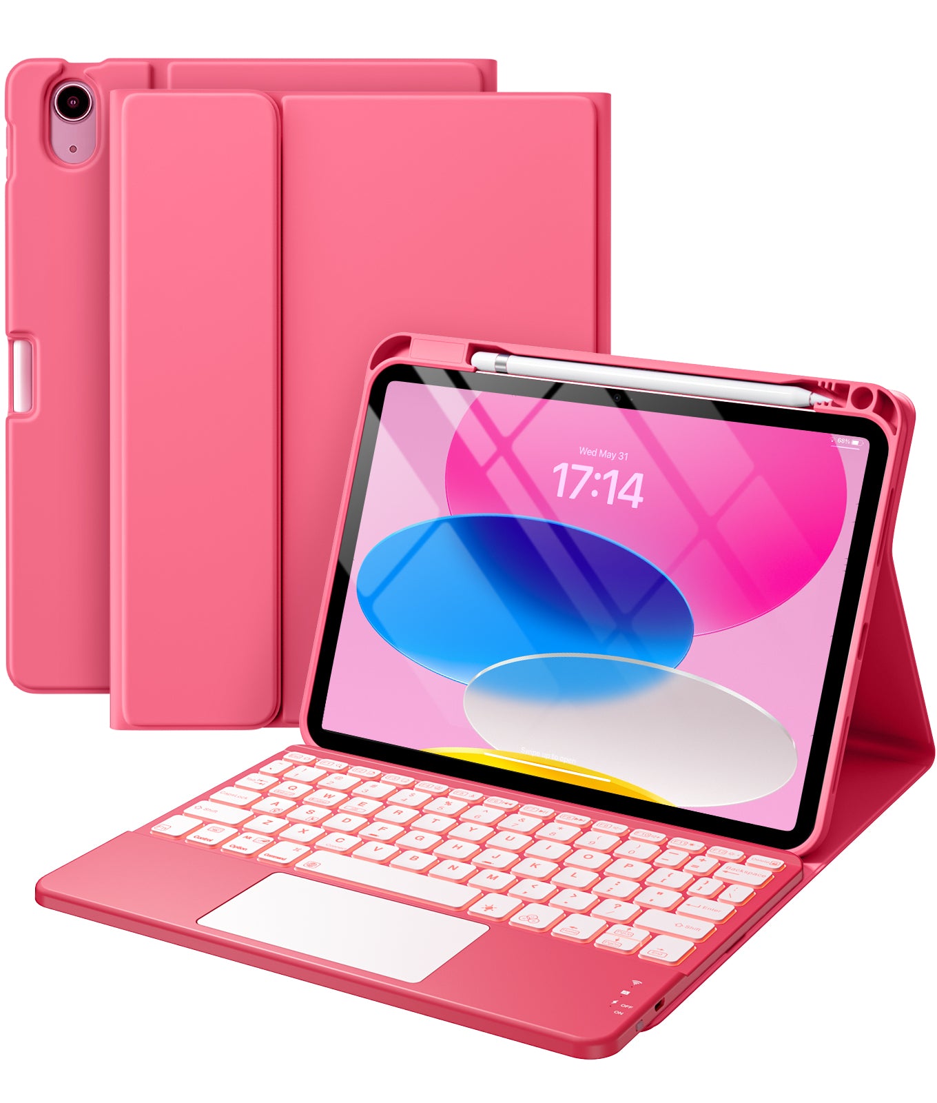 GEAK Compatible with Apple iPad A16 11th 10th Generation Case with Keyboard 7 Color Backlight Detachable Keyboard Case Cover with Touchpad for iPad 11th Gen 11 inch 2025 & 10th Gen 10.9 inch