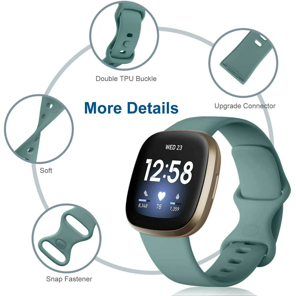 GEAK 4 Pack Silicone Sport Bands Compatible with Fitbit Versa 3/Versa 4/Sense/Sense 2 Bands for Women Men