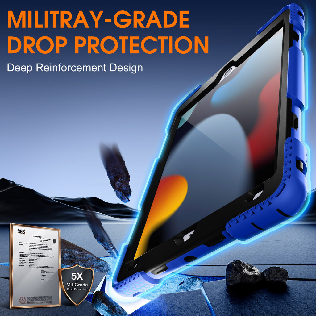 GEAK Compatible with Apple iPad 9th/8th/7th Generation 10.2 inch Case Cover with Screen Protector
