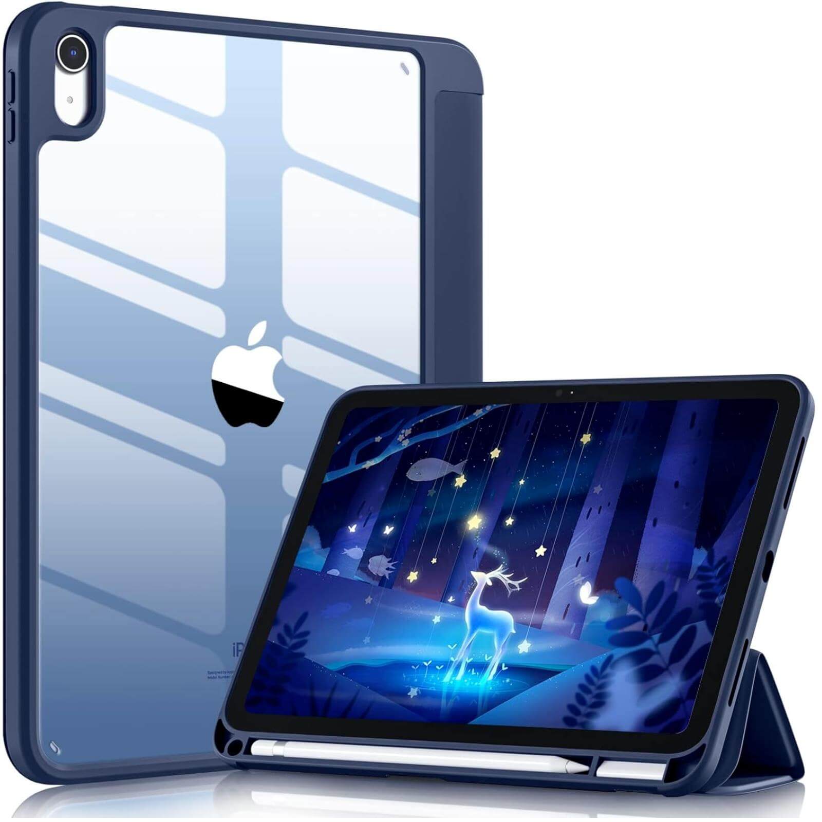 Compatible with iPad (A16) 11th Generation Case 2025, for iPad 10th Generation Case 2022 with Pencil Holder, Trifold Stand Protective Cover with Clear Back