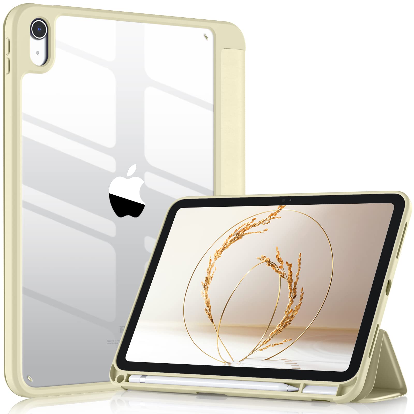 Compatible with iPad (A16) 11th Generation Case 2025, for iPad 10th Generation Case 2022 with Pencil Holder, Trifold Stand Protective Cover with Clear Back