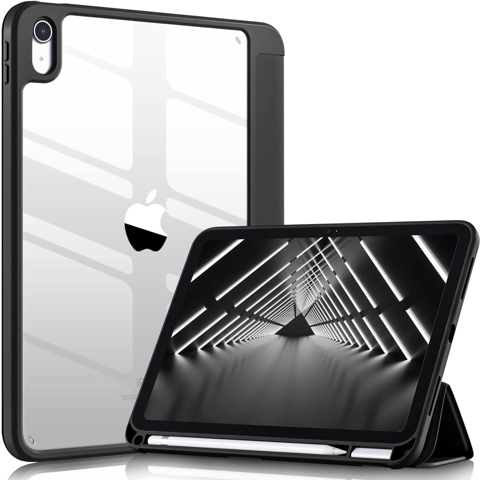 Compatible with iPad (A16) 11th Generation Case 2025, for iPad 10th Generation Case 2022 with Pencil Holder, Trifold Stand Protective Cover with Clear Back