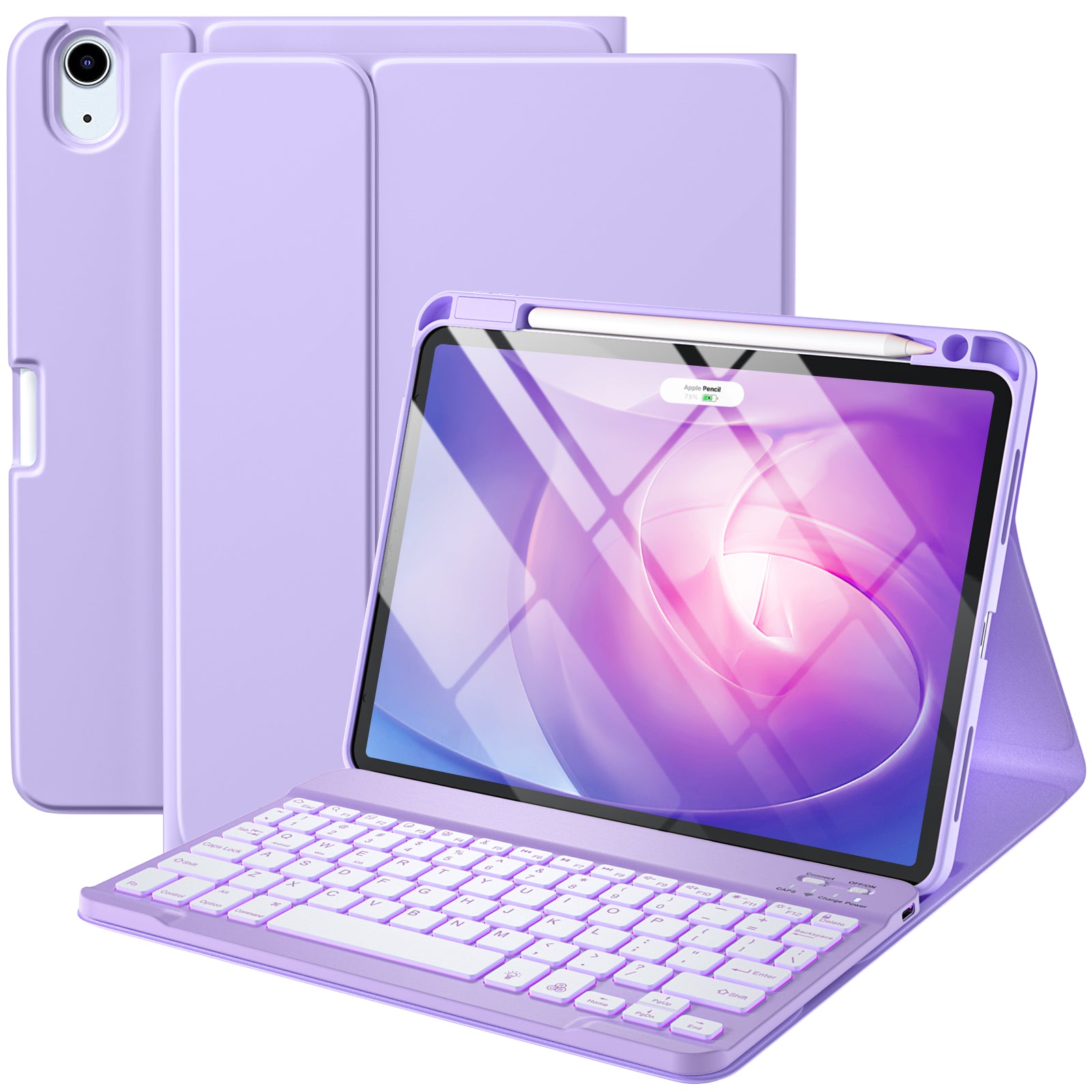GEAK Compatible With iPad Air 11 inch (M2/M3) /Air 5th/ Air 4th Generation Case with Keyboard, Detachble Magnetic Fits For iPad Air Keyboard with Case, Purple