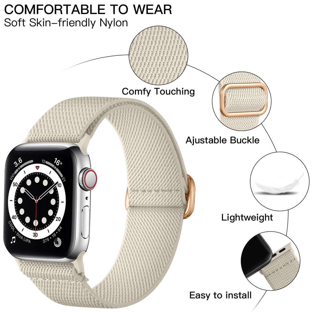 GEAK Stretchy Nylon Bands Compatible with Apple Watch Ultra 3 2 49mm Series 11 10 46mm 42mm SE 3 Series 9 8 7 45mm 41mm SE 2nd Generation Series 6 5 4 44mm 40mm Series 3 38mm Bands for Women Men