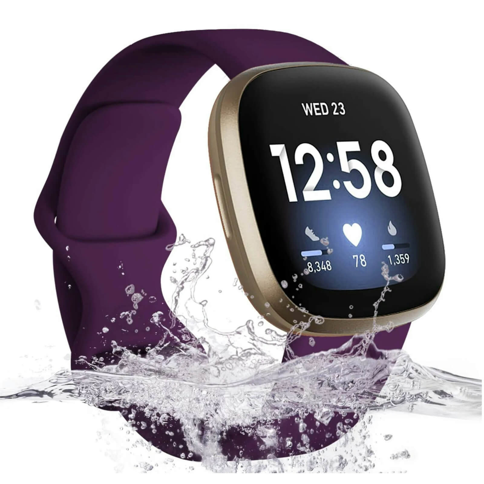 GEAK 4 Pack Silicone Sport Bands Compatible with Fitbit Versa 3/Versa 4/Sense/Sense 2 Bands for Women Men