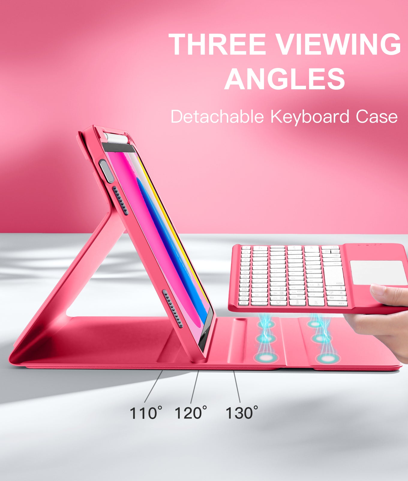 GEAK Compatible with Apple iPad A16 11th 10th Generation Case with Keyboard 7 Color Backlight Detachable Keyboard Case Cover with Touchpad for iPad 11th Gen 11 inch 2025 & 10th Gen 10.9 inch