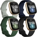 GEAK 4 Pack Silicone Sport Bands Compatible with Fitbit Versa 3/Versa 4/Sense/Sense 2 Bands for Women Men