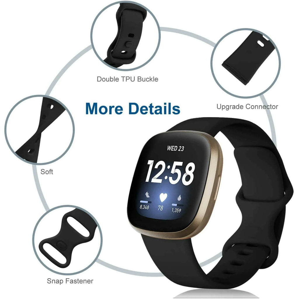 GEAK 4 Pack Silicone Sport Bands Compatible with Fitbit Versa 3/Versa 4/Sense/Sense 2 Bands for Women Men