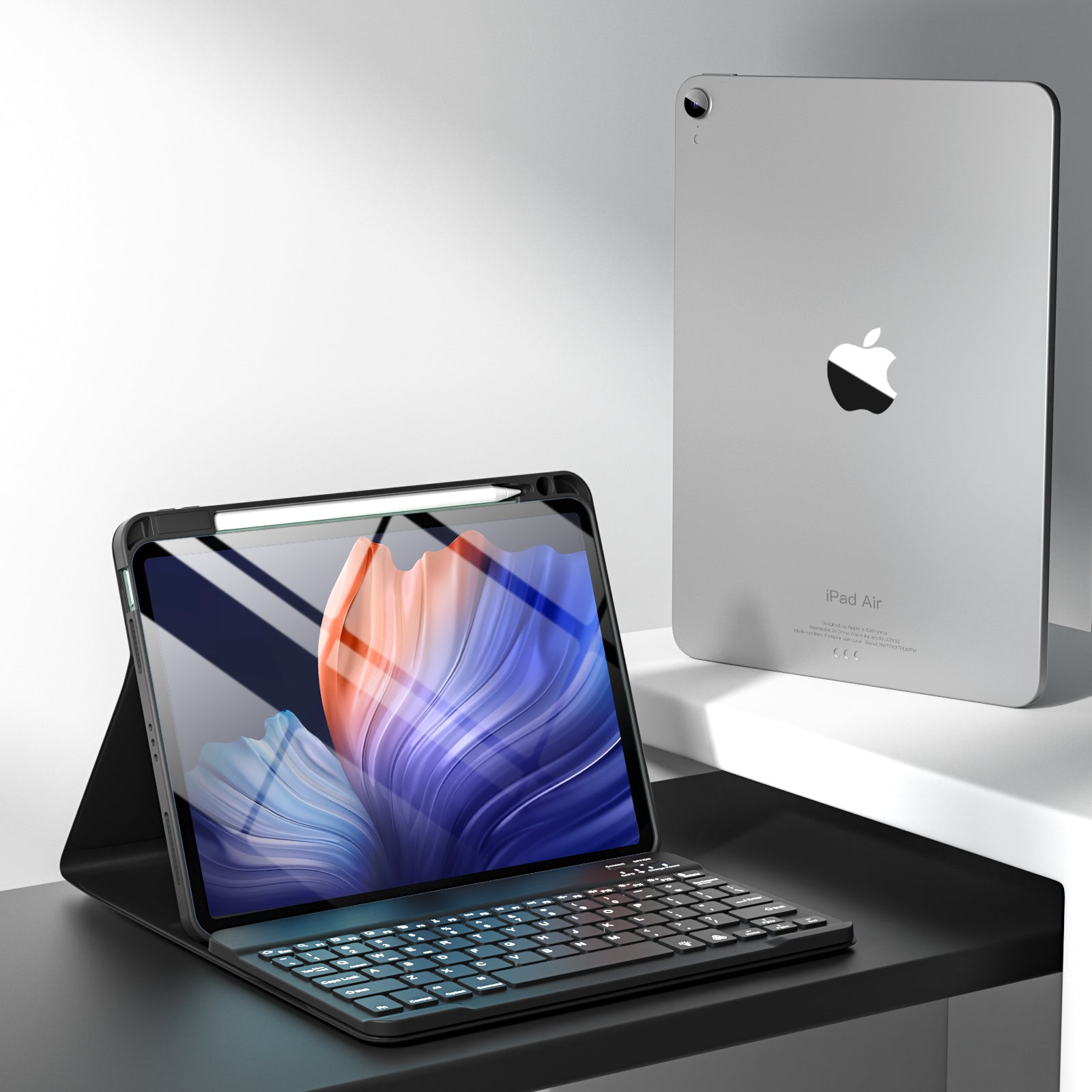 GEAK Compatible With iPad Air 11 inch (M4/M3/M2) /Air 5th/ Air 4th Generation Case with Keyboard, Detachble Magnetic Fits For iPad Air Keyboard with Case, Black