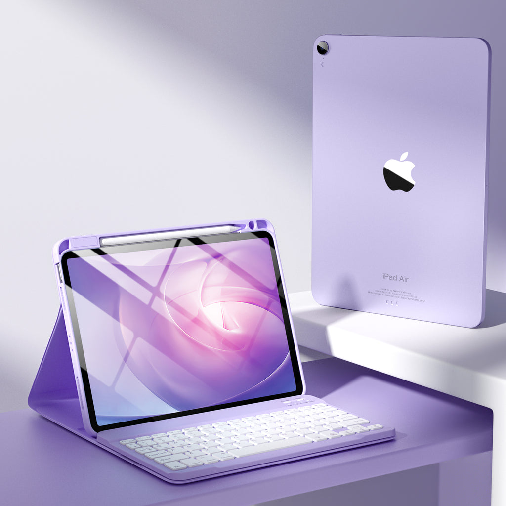 GEAK Compatible With iPad Air 11 inch (M2/M3) /Air 5th/ Air 4th Generation Case with Keyboard, Detachble Magnetic Fits For iPad Air Keyboard with Case, Purple