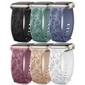 GEAK Compatible with Apple Watch Bands for Women 40mm 44mm 46mm 42mm 45mm 41mm 49mm 38mm Floral Engraved Silicone Bands Straps for iWatch Ultra 3 2 SE 3 2nd Generation Series 11 10 9 8 7 6 5 4 3 2 1