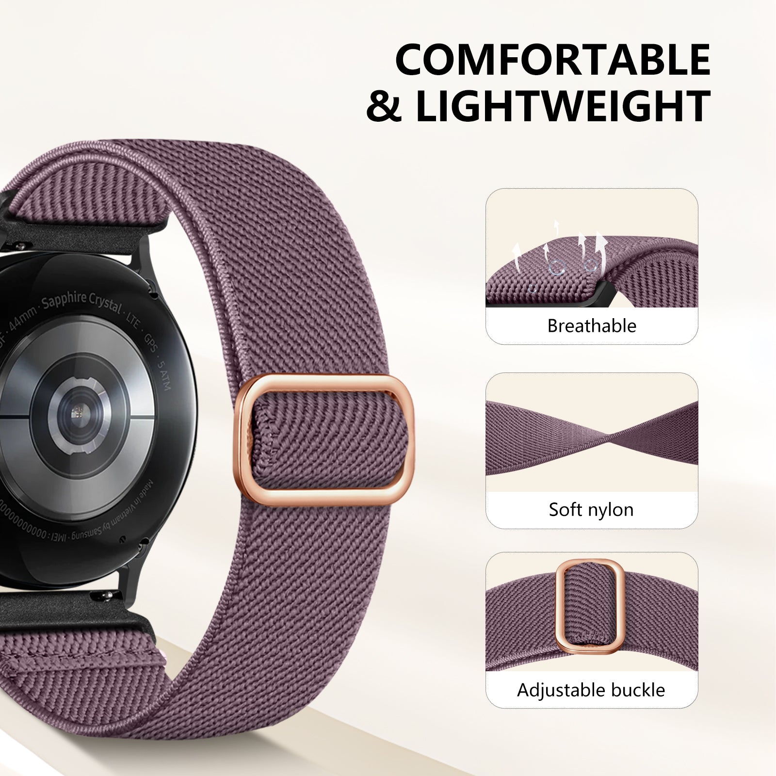 GEAK 20mm Stretchy Nylon Bands Compatible for Samsung Galaxy Watch 7 6 5 4 Active 2 40mm 44mm/Watch 5 Pro 45mm/Watch 6 Classic 47mm 43mm/Watch 4 Classic 46mm 42mm/Watch 3 41mm/Watch 42mm/Active 40mm