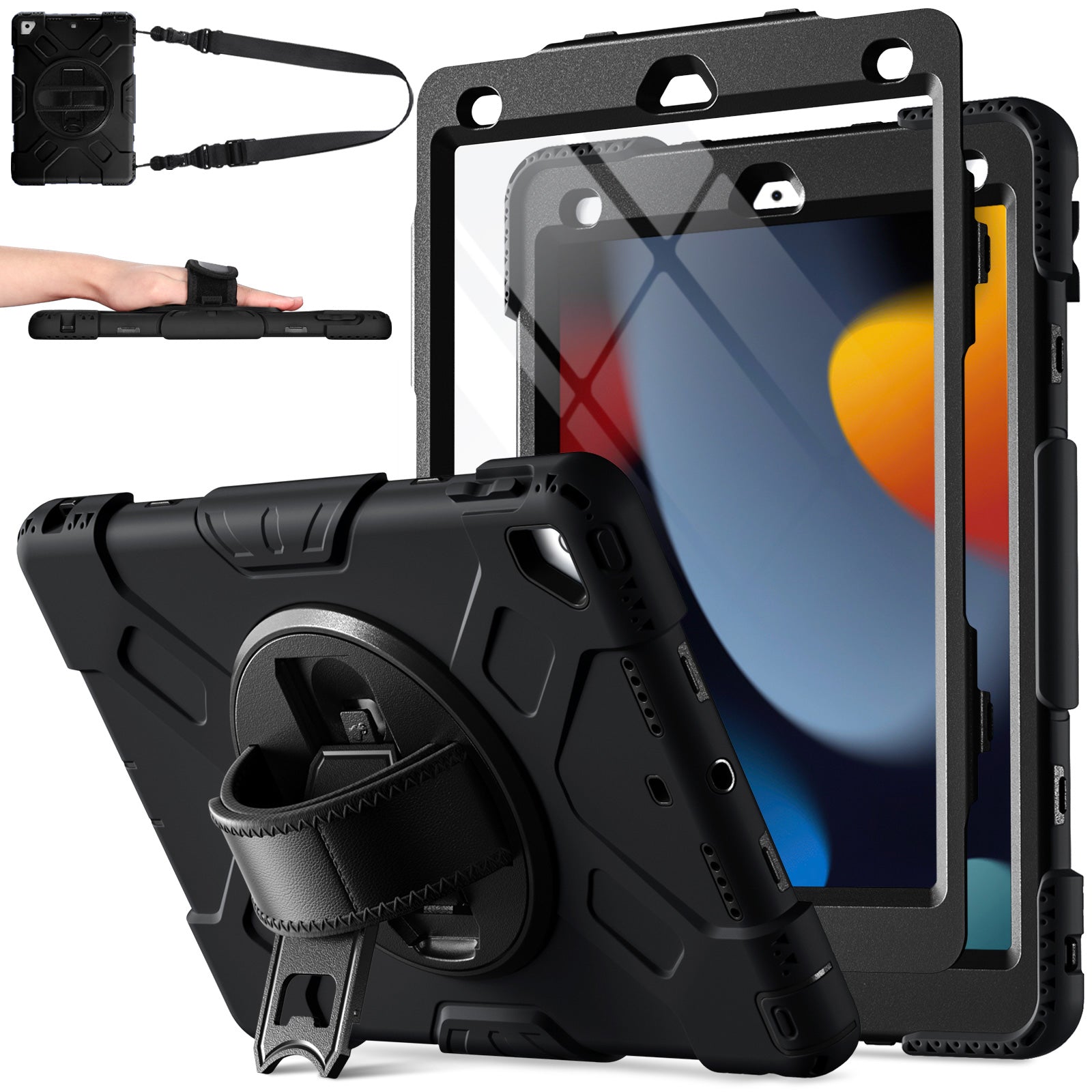 GEAK Compatible with Apple iPad 9th/8th/7th Generation 10.2 inch Case Cover with Screen Protector