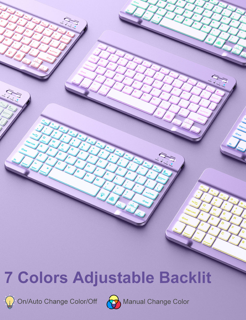 GEAK Compatible with Apple iPad 9th 8th 7th Generation Case with Keyboard 10.2 inch 7 Color Backlight Keyboard Case Cover with Pencil Holder for iPad Air 3rd Generation & iPad Pro 10.5 inch