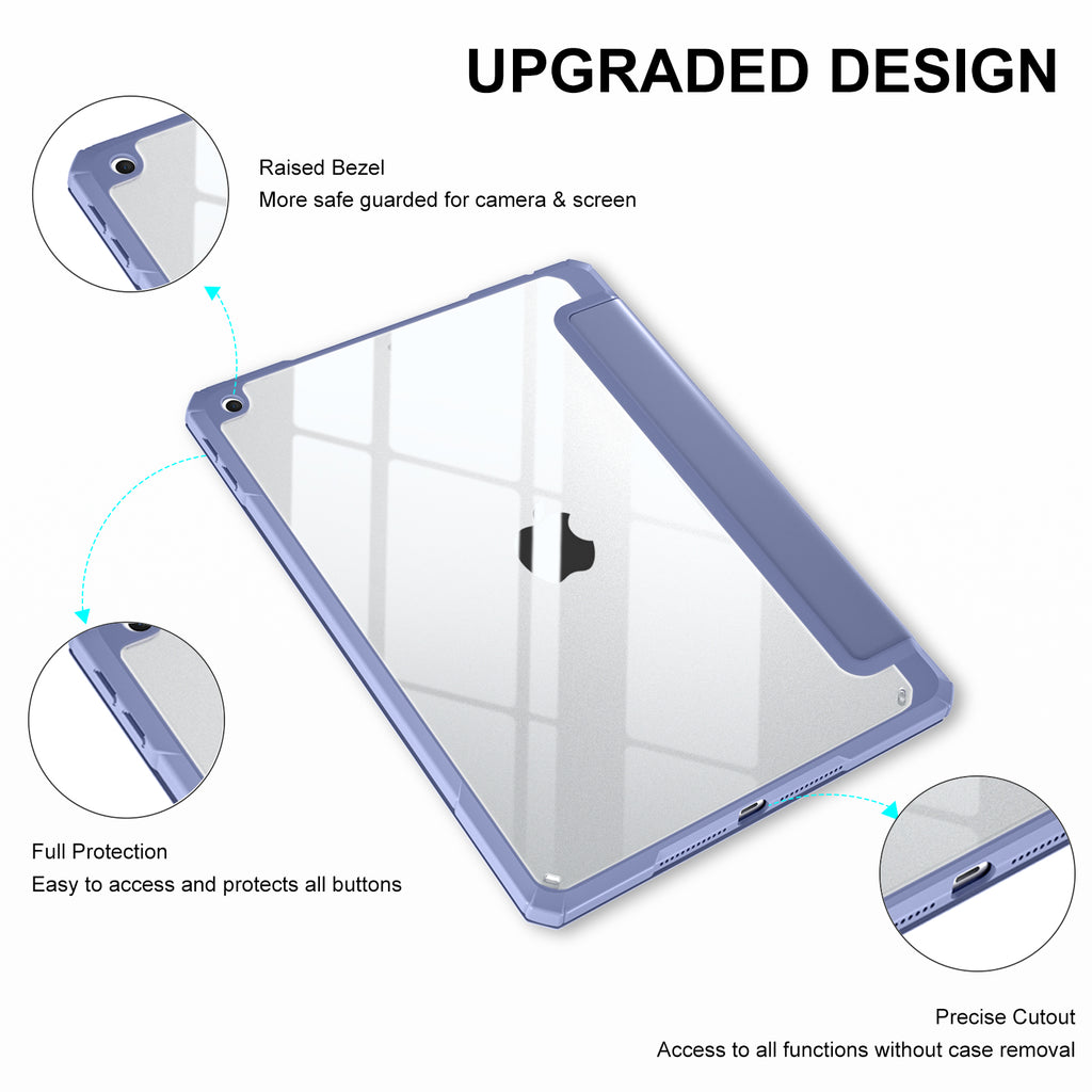 GEAK Compatible With iPad 9th /8th /7th Generation Case with Pencil Holder, Shockproof 10.2inch for iPad Case with Trifold Stand