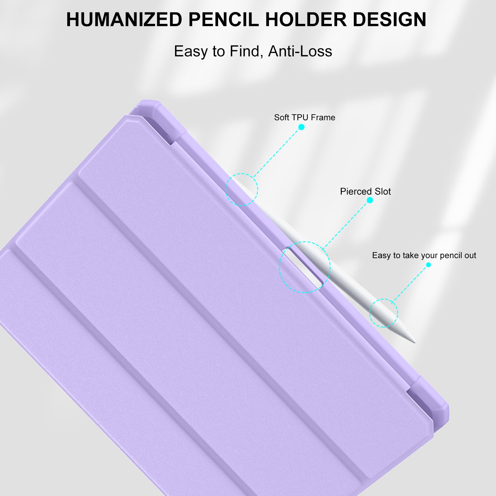 GEAK Compatible With iPad 9th /8th /7th Generation Case with Pencil Holder, 10.2inch Shockproof Cover with Trifold Stand