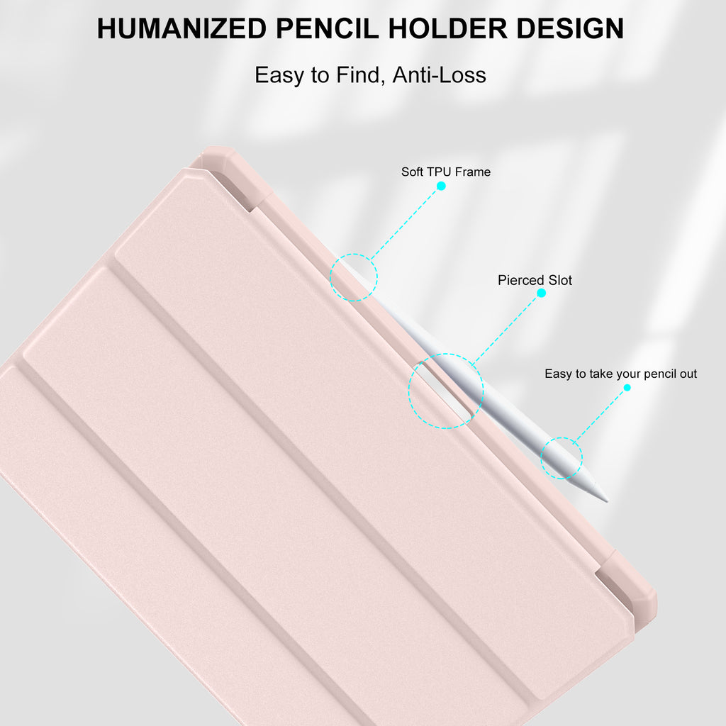 GEAK Compatible With iPad 9th /8th /7th Generation Case with Pencil Holder, 10.2inch Shockproof Cover with Trifold Stand