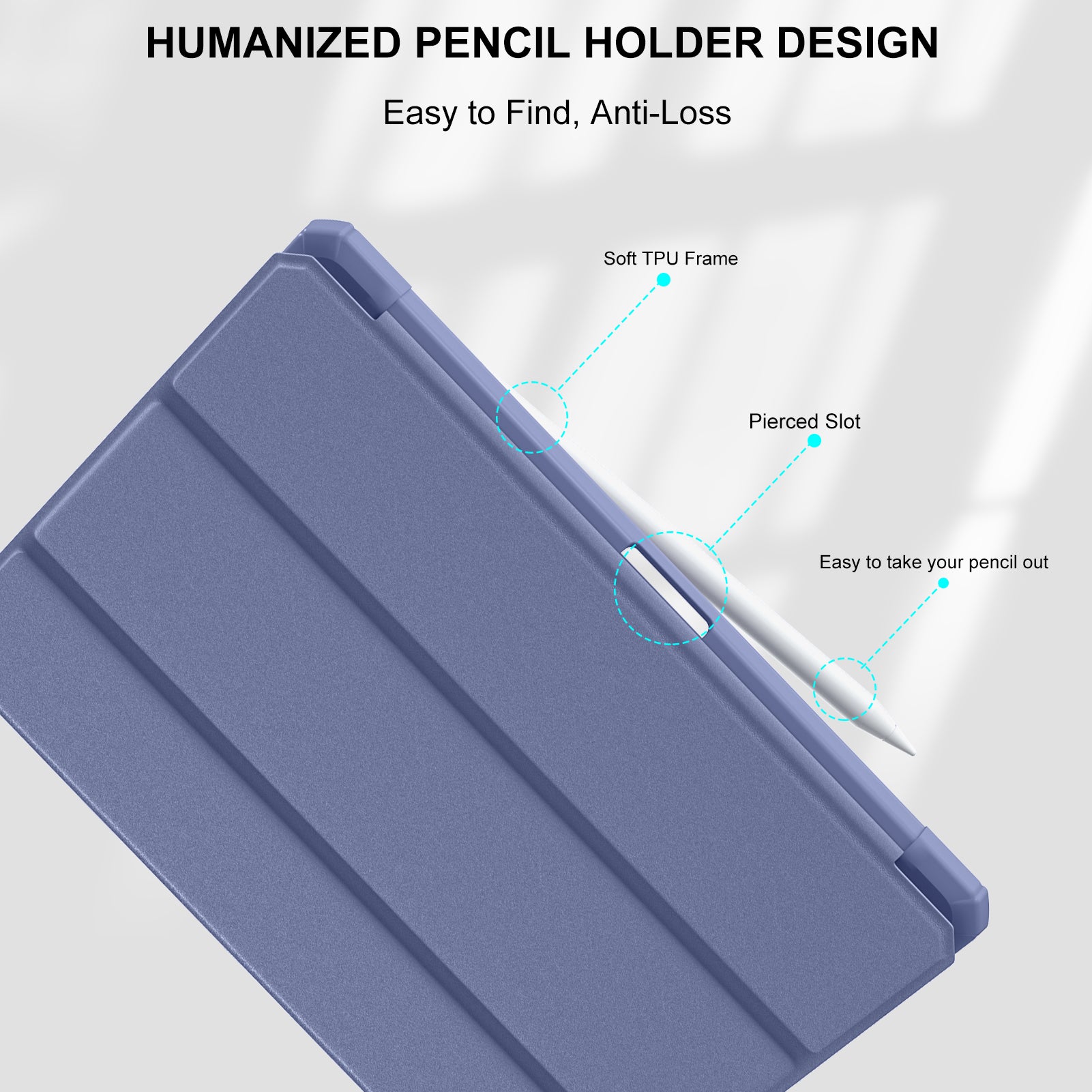 GEAK Compatible With iPad 9th /8th /7th Generation Case with Pencil Holder, Shockproof 10.2inch for iPad Case with Trifold Stand
