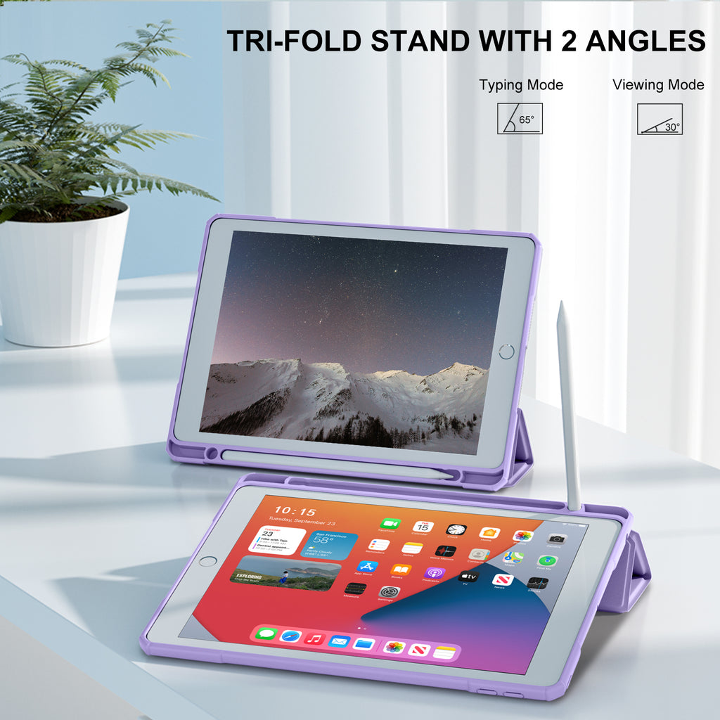GEAK Compatible With iPad 9th /8th /7th Generation Case with Pencil Holder, 10.2inch Shockproof Cover with Trifold Stand