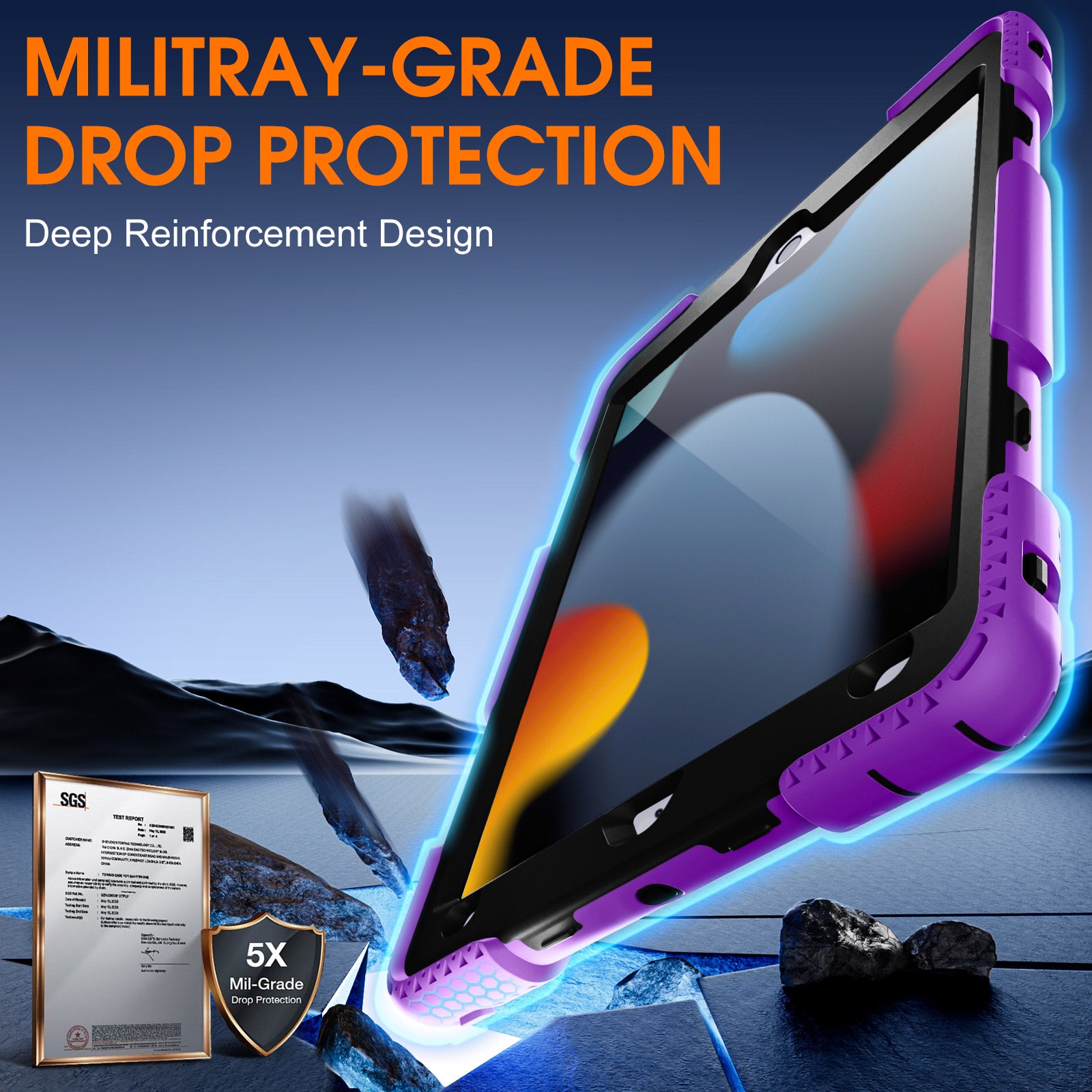 GEAK Compatible with Apple iPad 9th/8th/7th Generation 10.2 inch Case Cover with Screen Protector