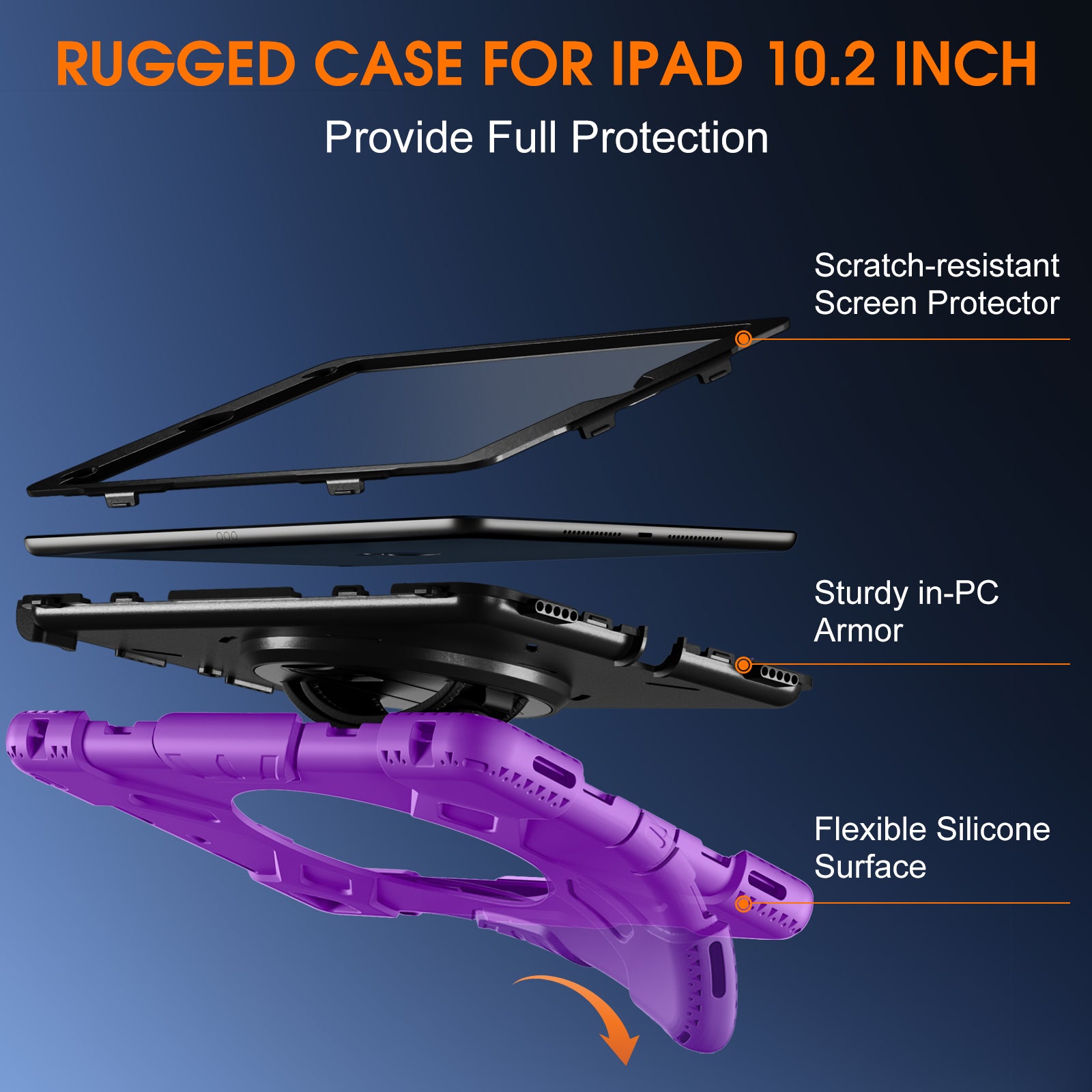 GEAK Compatible with Apple iPad 9th/8th/7th Generation 10.2 inch Case Cover with Screen Protector