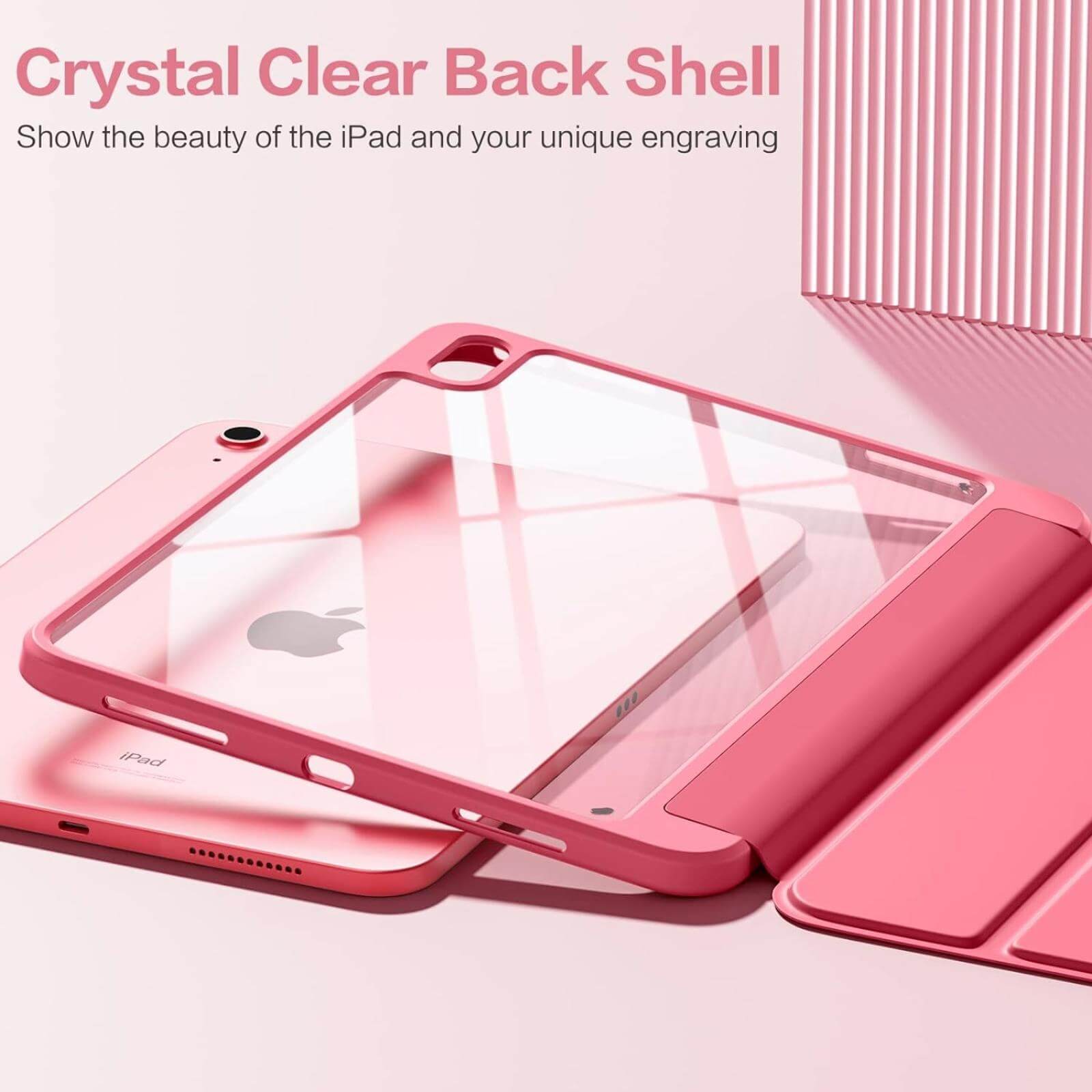 Compatible with iPad (A16) 11th Generation Case 2025, for iPad 10th Generation Case 2022 with Pencil Holder, Trifold Stand Protective Cover with Clear Back