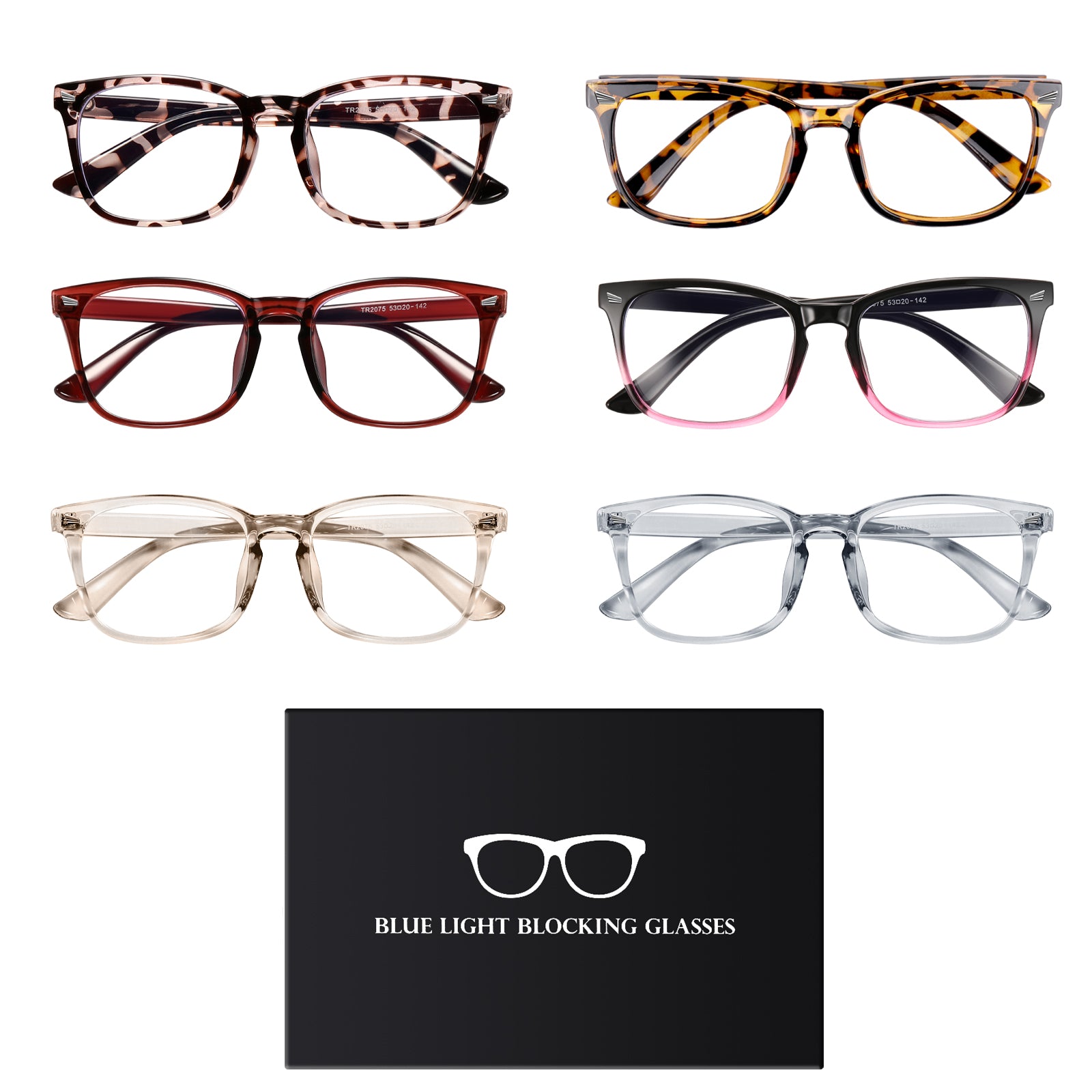 6 Pack Blue Light Blocking Glasses for Woman Computer Use Bluelight Glasses Womens Mens Blue Blockers Glasses