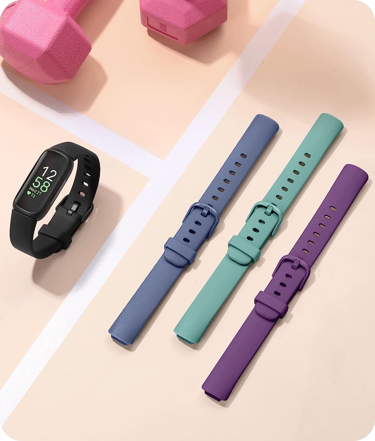 GEAK Compatible with Fitbit Inspire 3 Bands for Women Replacement Silicone Sport Bands