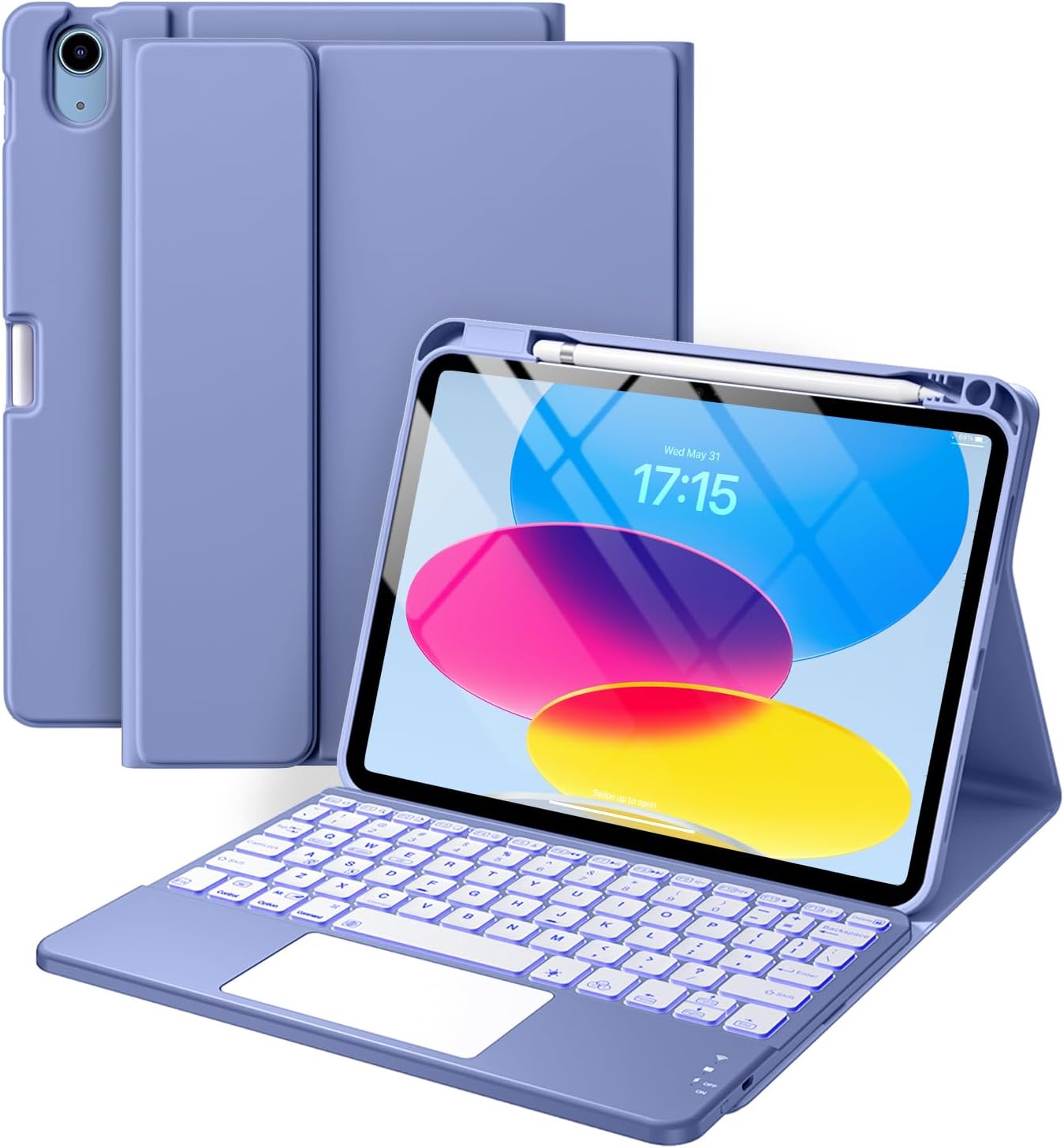 GEAK Compatible with Apple iPad A16 11th 10th Generation Case with Keyboard 7 Color Backlight Detachable Keyboard Case Cover with Touchpad for iPad 11th Gen 11 inch 2025 & 10th Gen 10.9 inch