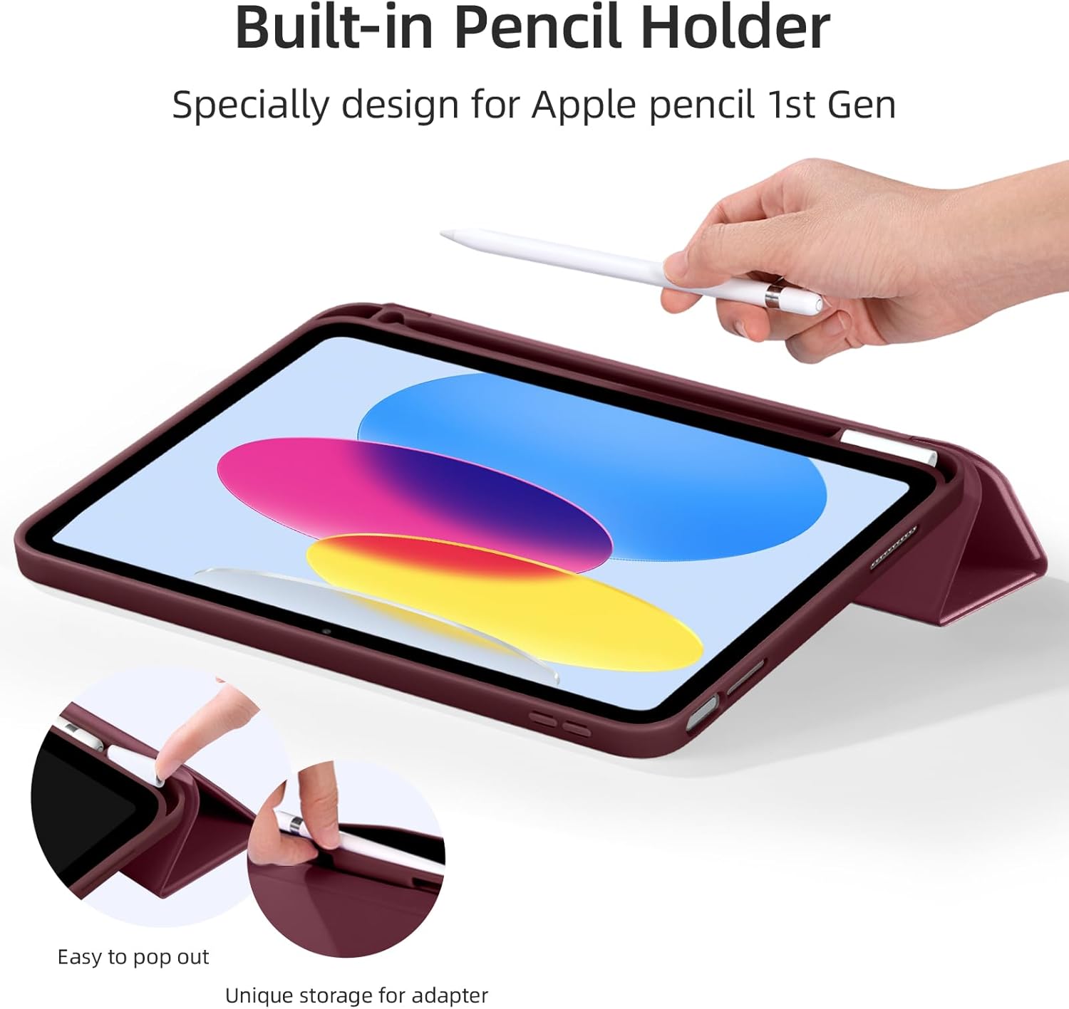 GEAK Compatible with Apple iPad A16 Case & iPad 10th 11th Generation Case Cover 11 inch with Pencil Holder