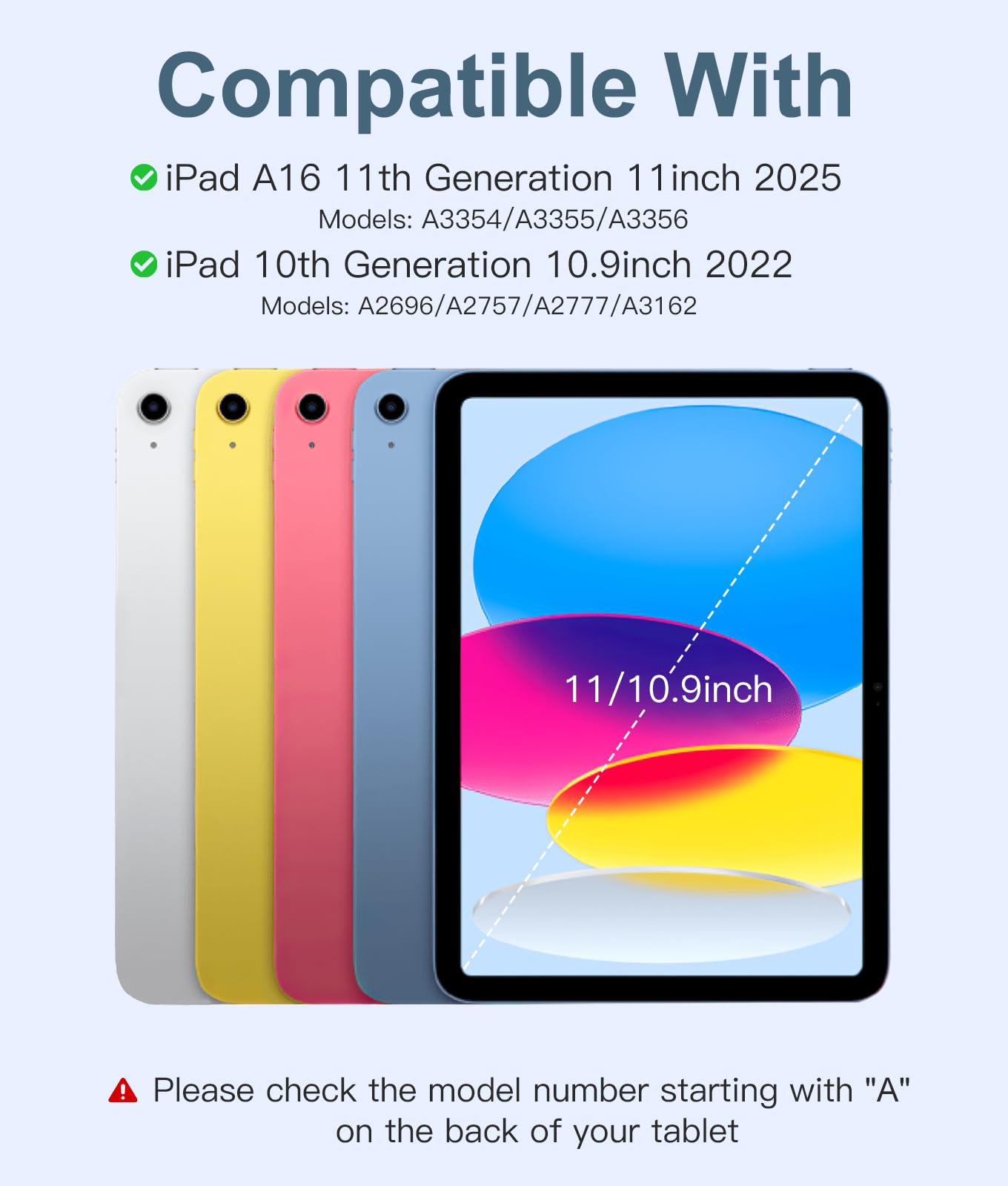 for iPad A16 11th 10th Generation Case with Keyboard, 7 Colors Backlit Detachable Folio Keyboard Cover with Pencil Holder for iPad 10th Gen 10.9 Inch/11th Gen 11 Inch