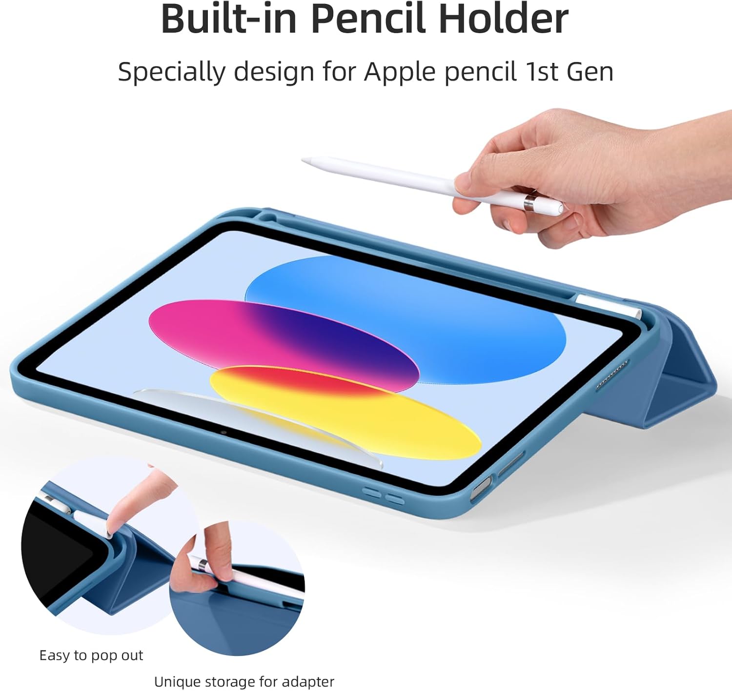 GEAK Compatible with Apple iPad A16 Case & iPad 10th 11th Generation Case Cover 11 inch with Pencil Holder