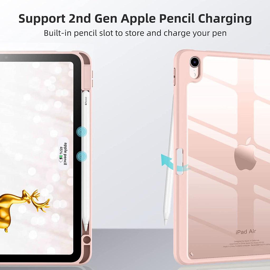 GEAK Compatible with Apple iPad Air 11 inch Case M3/M2, iPad Air 5th 4th Generation 10.9 inch Case Clear Back Cover with Pencil Holder