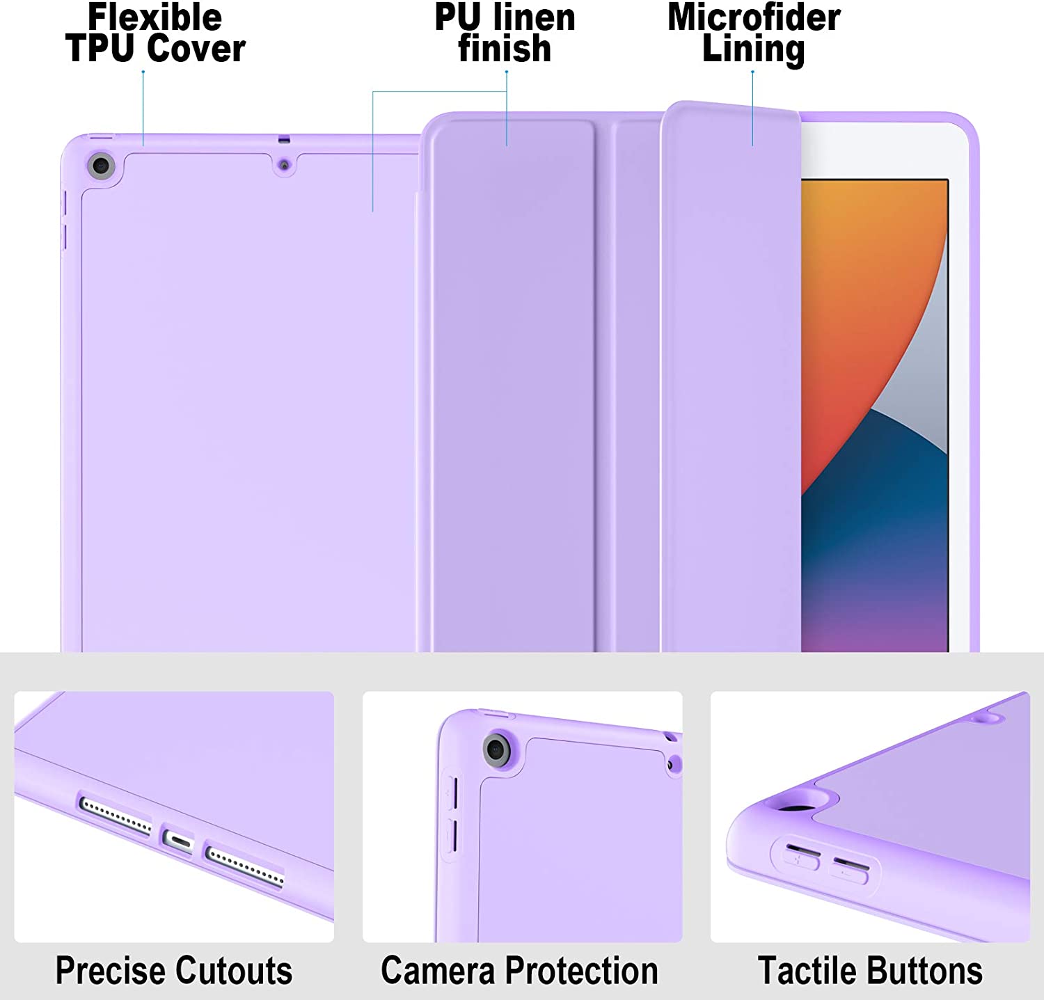 GEAK 10.2 inch Case for iPad 9th 8th 7th Generation Case Cover with Pencil Holder