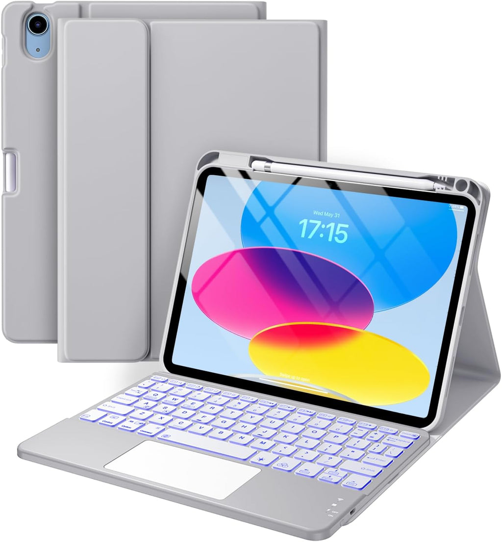 GEAK Compatible with Apple iPad A16 11th 10th Generation Case with Keyboard 7 Color Backlight Detachable Wireless Keyboard Case Cover with Touchpad for iPad 11th Gen 11 inch 2025 & 10th Gen 10.9 inch