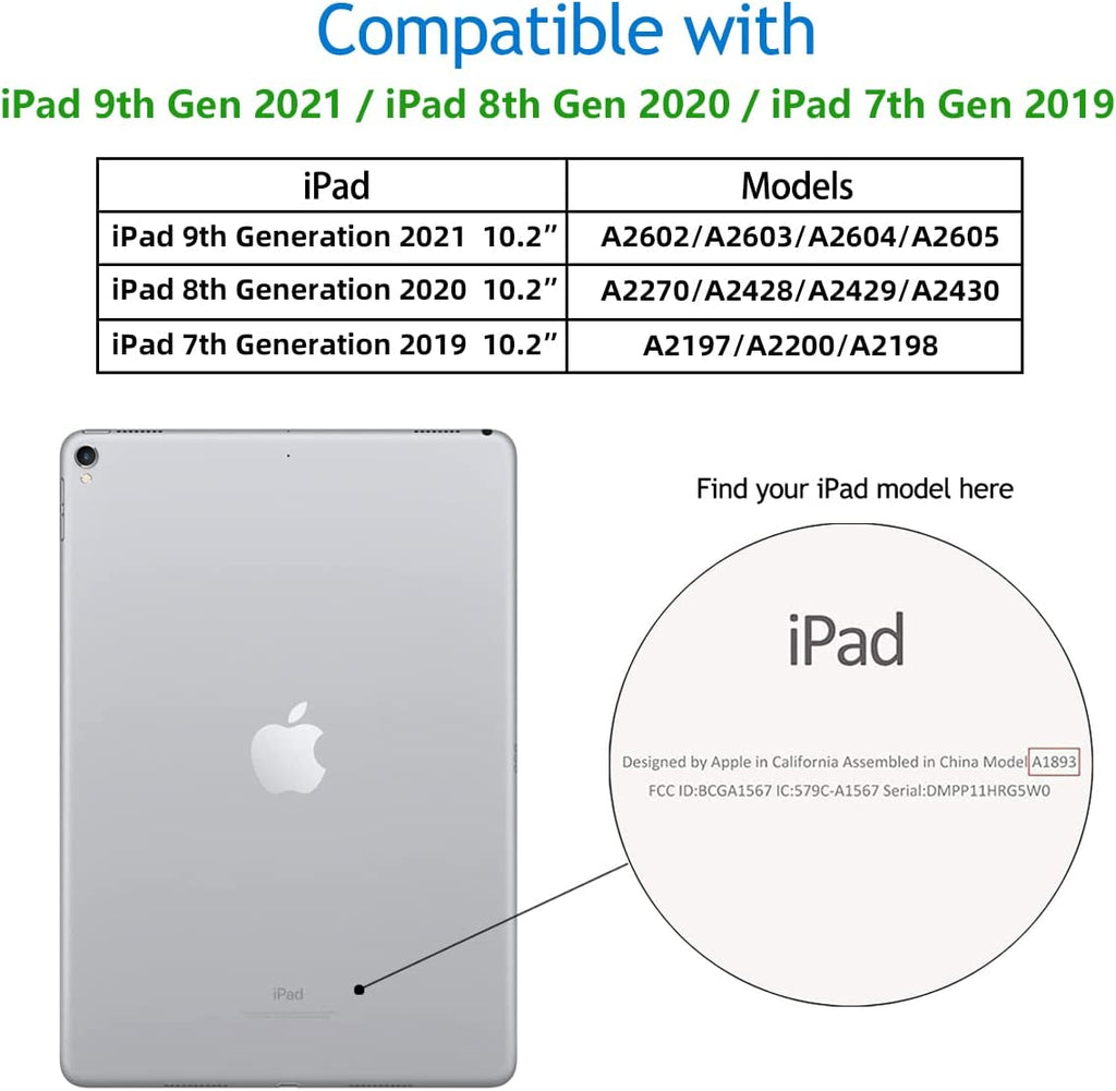 GEAK 10.2 inch Case for iPad 9th 8th 7th Generation Case Cover with Pencil Holder