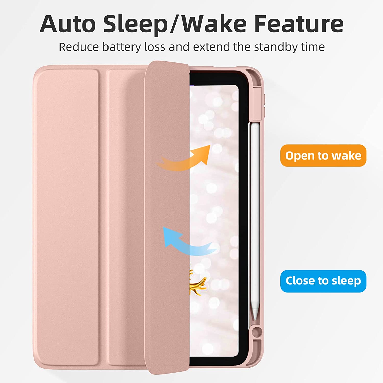 GEAK Compatible with Apple iPad Air 11 inch Case M3/M2, iPad Air 5th 4th Generation 10.9 inch Case Clear Back Cover with Pencil Holder