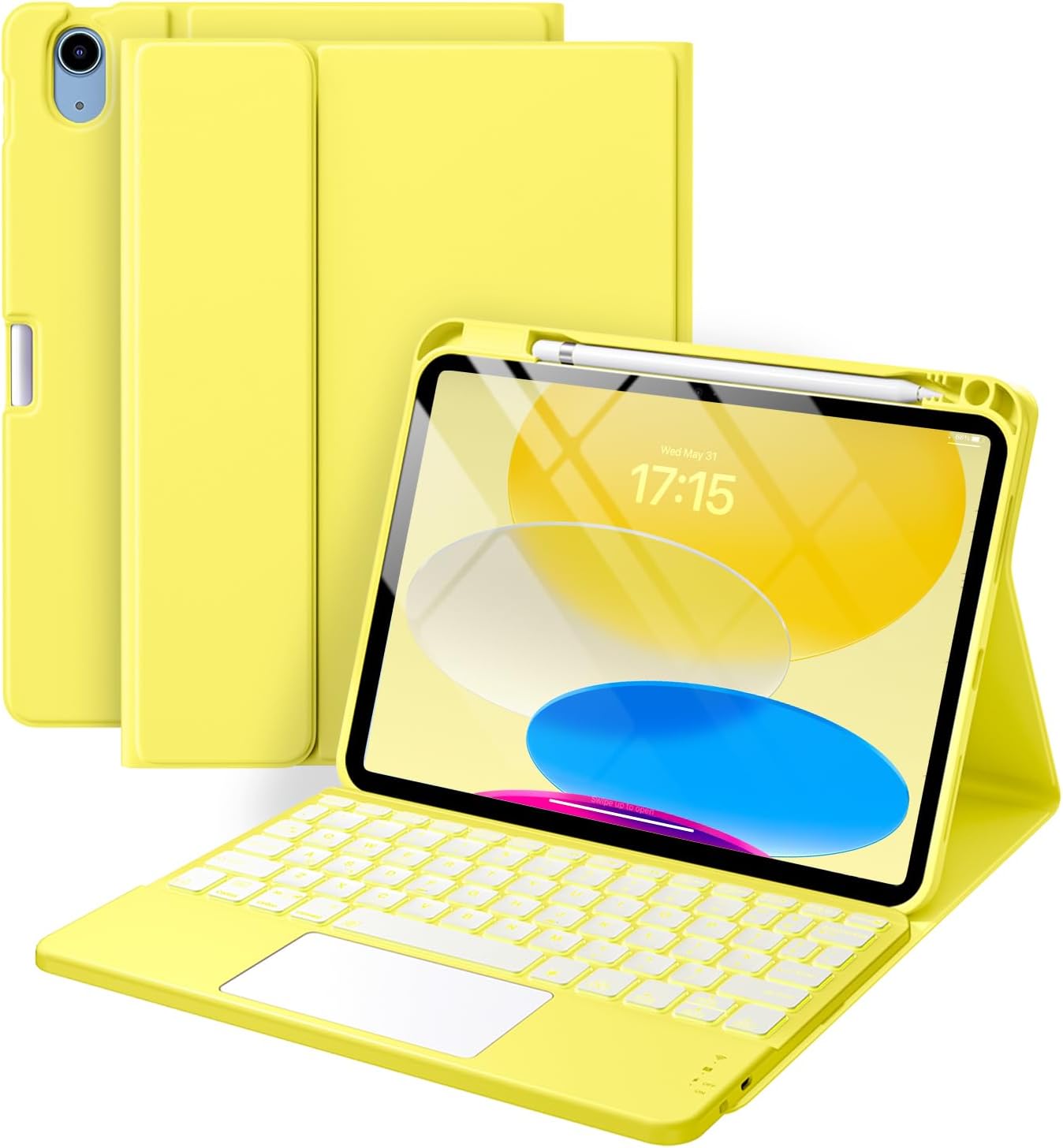 GEAK Compatible with Apple iPad A16 11th 10th Generation Case with Keyboard 7 Color Backlight Detachable Wireless Keyboard Case Cover with Touchpad for iPad 11th Gen 11 inch 2025 & 10th Gen 10.9 inch